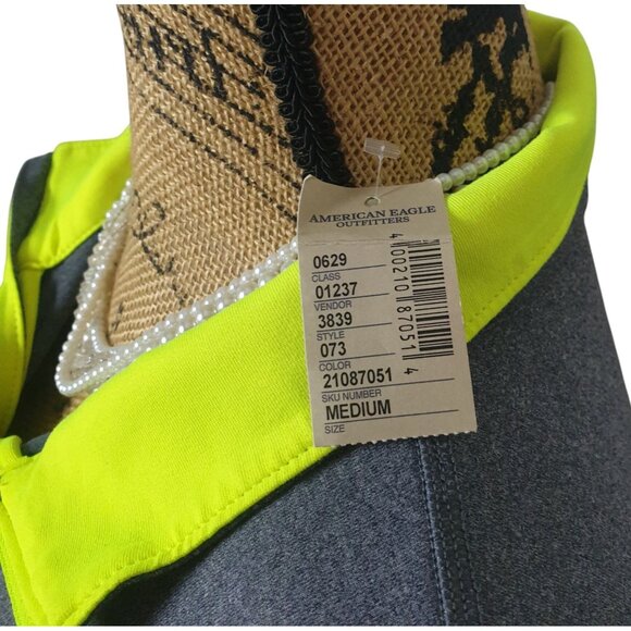 American Eagle Womens M 1/4 Zip Pullover Black & Gray Neon Accents NEW - Picture 5 of 8